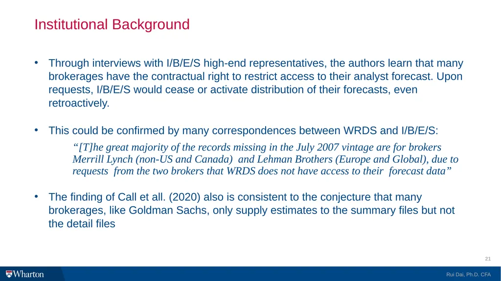 I/B/E/S @WRDS 101 Introduction and Research Guide - slide 21 of 27
