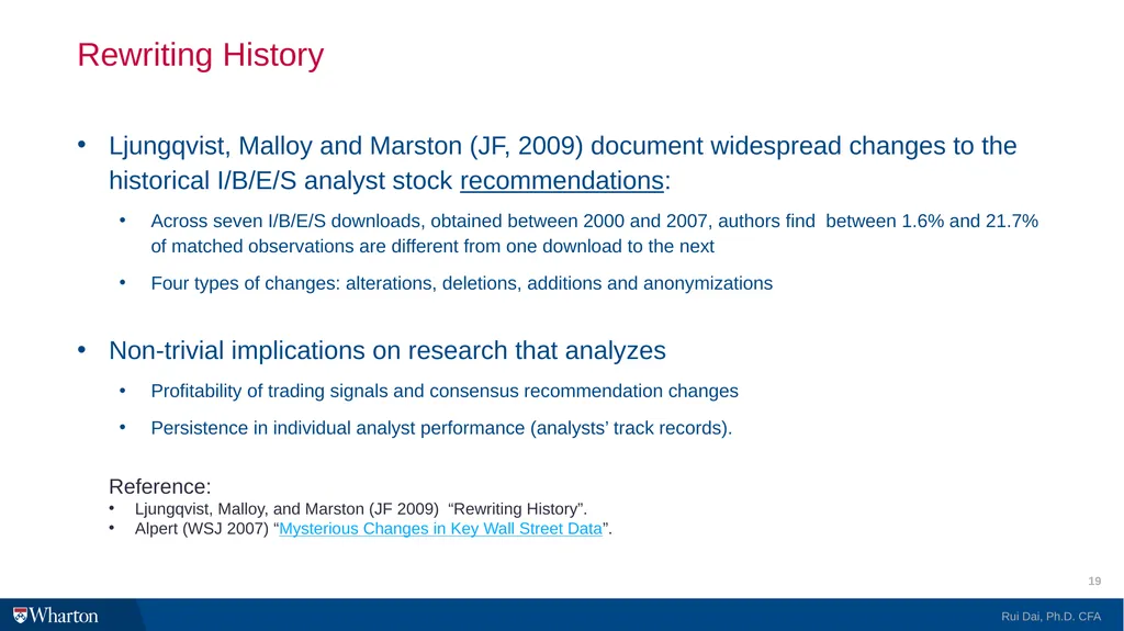 I/B/E/S @WRDS 101 Introduction and Research Guide - slide 19 of 27