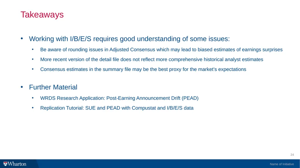 I/B/E/S @WRDS 101 Introduction and Research Guide - slide 24 of 27