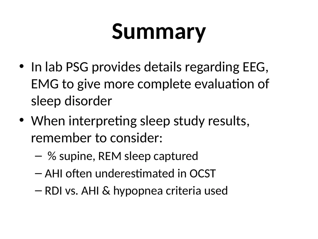 Interpreting Sleep Study Reports: A Primer for - slide 23 of 23