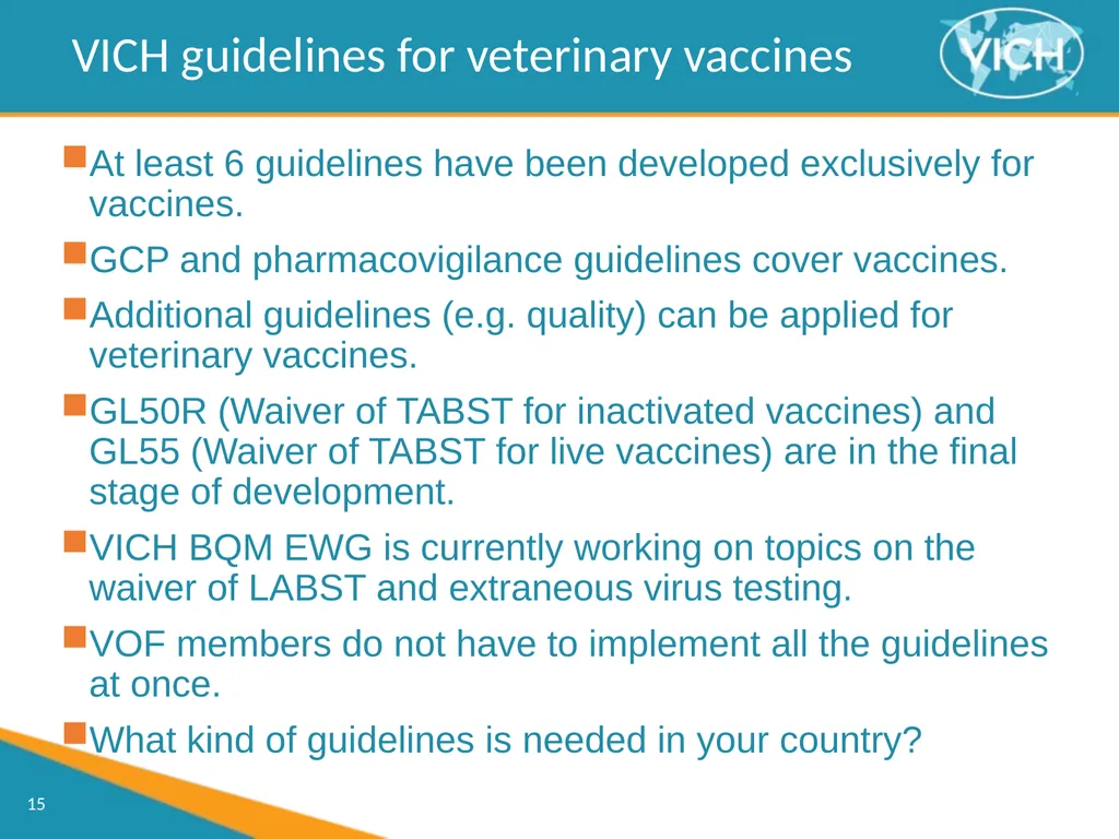 Registration requirements for vaccines -Strategies - slide 15 of 16