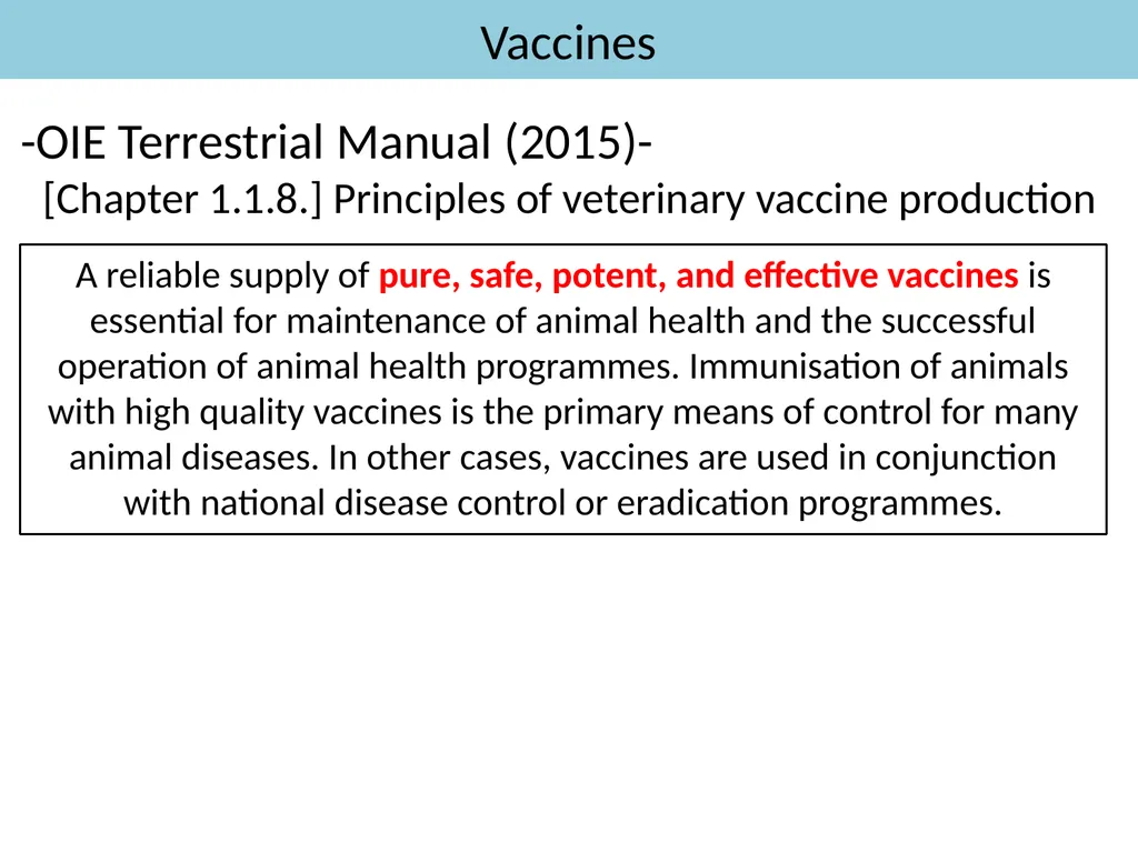 Registration requirements for vaccines -Strategies - slide 2 of 16