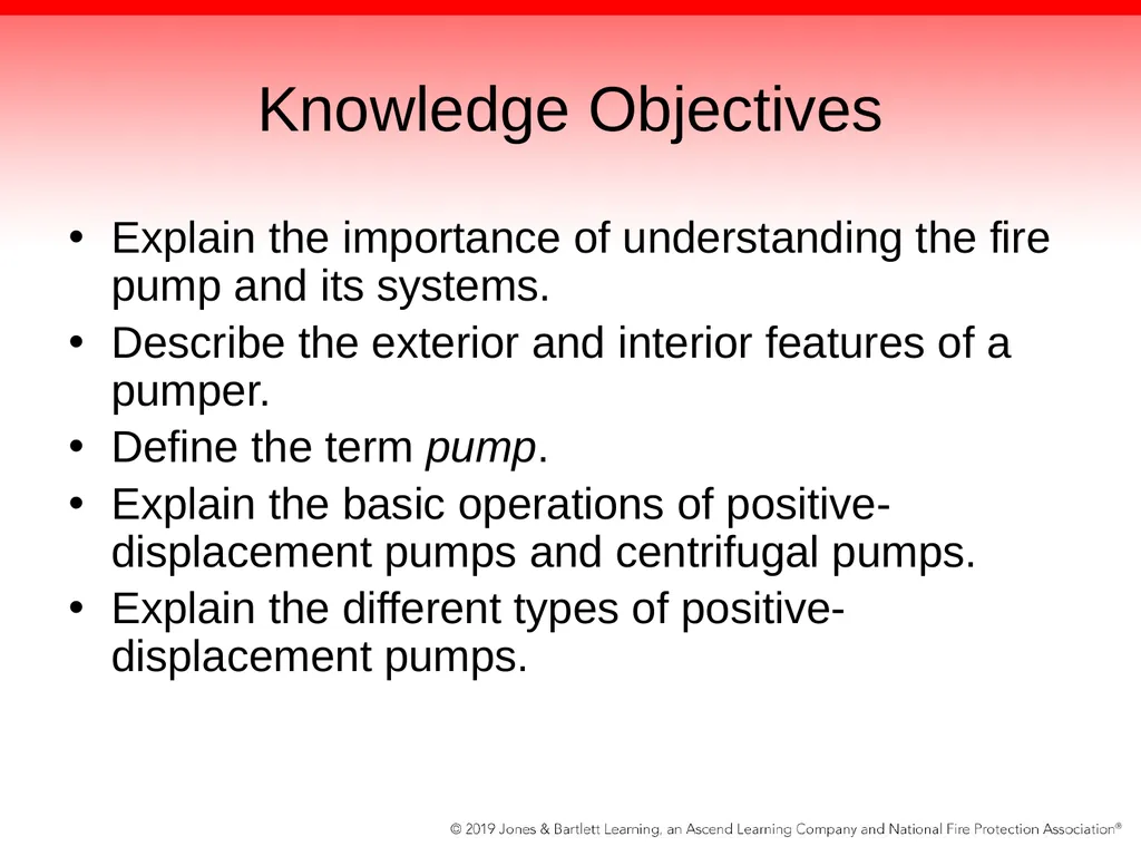 Chapter 5: The Fire Pump Knowledge Objectives - slide 2 of 96
