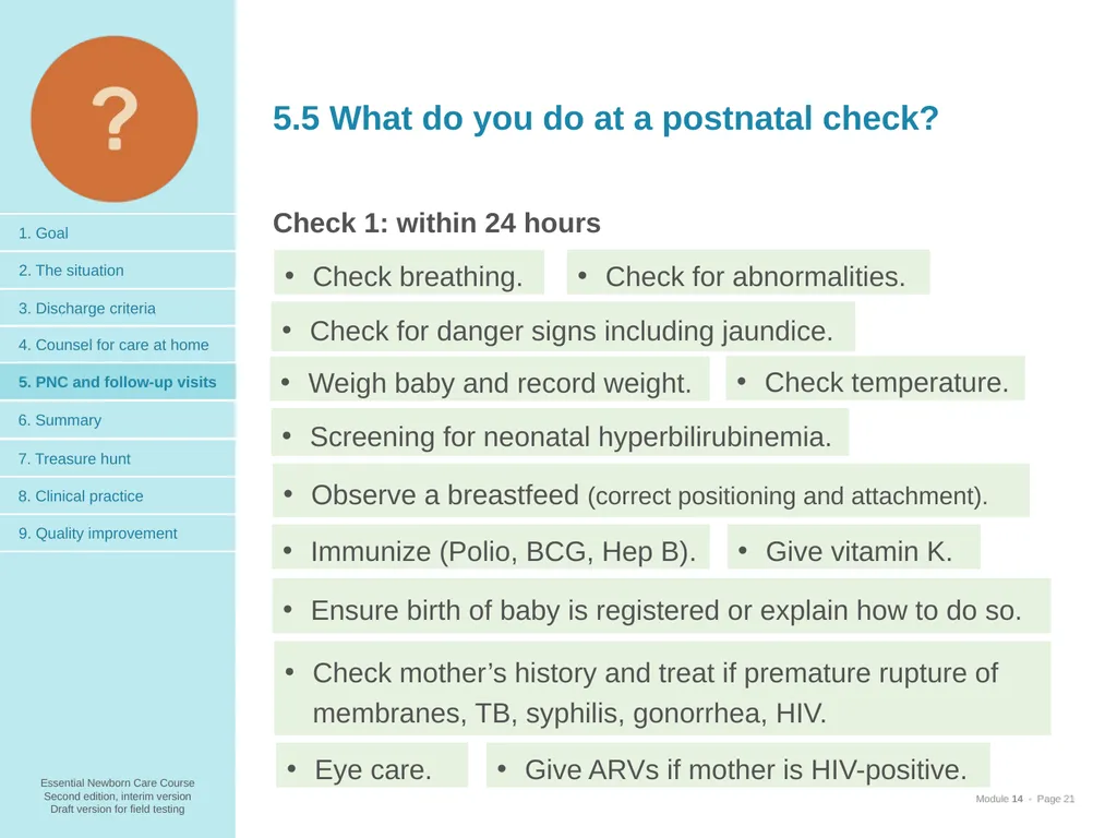 Prepare for discharge All mothers are supported to - slide 21 of 38