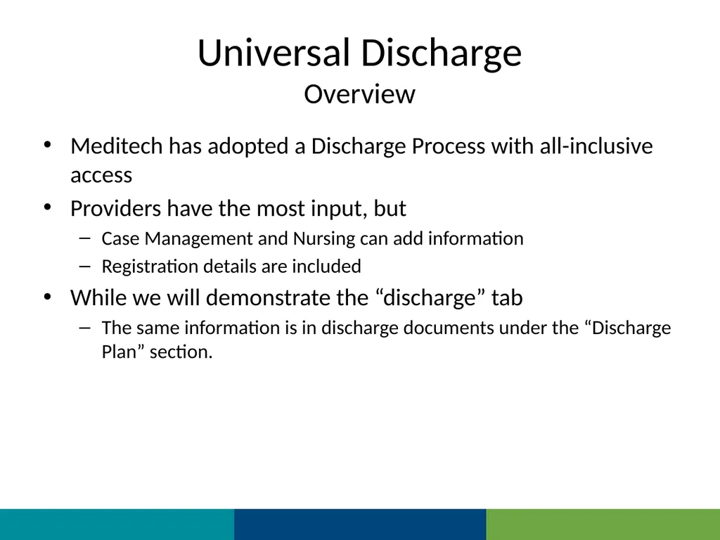 MEDITECH Expanse Universal Discharge Web Based EHR - slide 3 of 46