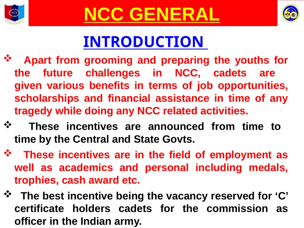Unity And Discipline NCC GENERAL NATIONAL CADET - slide 5 of 26