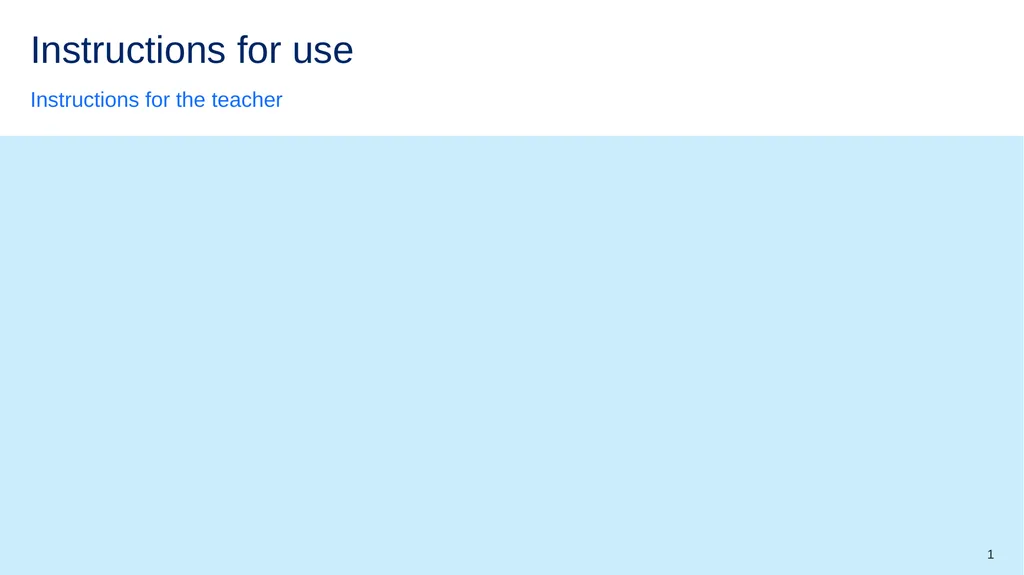 Instructions for use Instructions for the teacher - slide 1 of 39