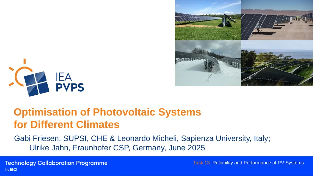 Optimisation of Photovoltaic Systems for Different - slide 1 of 7