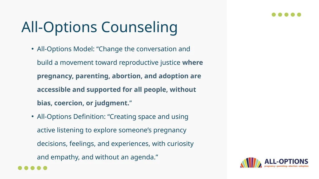 Options Counseling Date Supporting Pregnant - slide 7 of 37