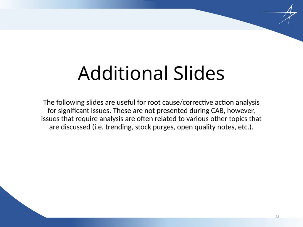 Corrective Action Board Overview Updated: 26 April - slide 23 of 28