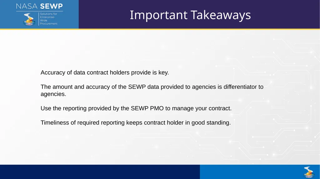 SEWP VI Deep Dive Training August 10 – 14, 2026 - slide 42 of 101