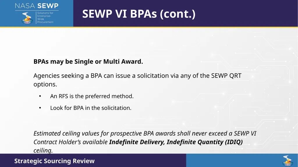 SEWP VI Deep Dive Training August 10 – 14, 2026 - slide 73 of 101