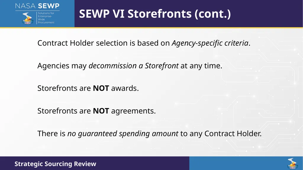 SEWP VI Deep Dive Training August 10 – 14, 2026 - slide 71 of 101