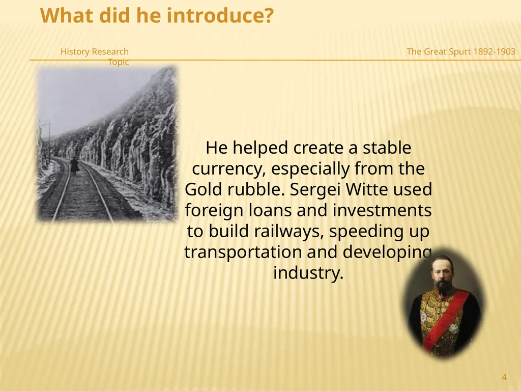 The “Great Spurt” 1892-1903 Driven by Sergei Witte - slide 4 of 8