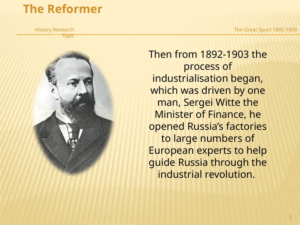The “Great Spurt” 1892-1903 Driven by Sergei Witte - slide 3 of 8
