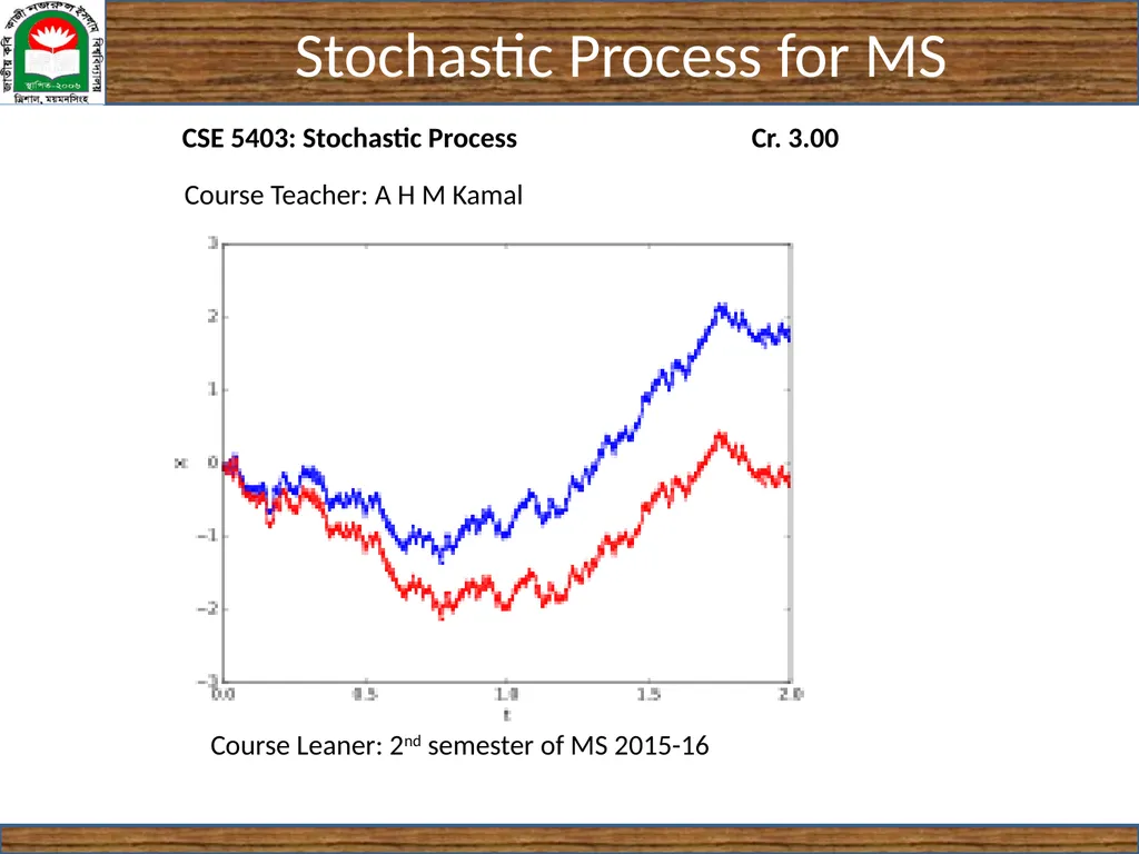 CSE 5403: Stochastic Process Cr. 3.00 Course - slide 1 of 31
