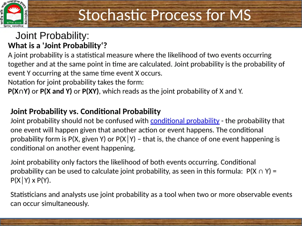 CSE 5403: Stochastic Process Cr. 3.00 Course - slide 7 of 31