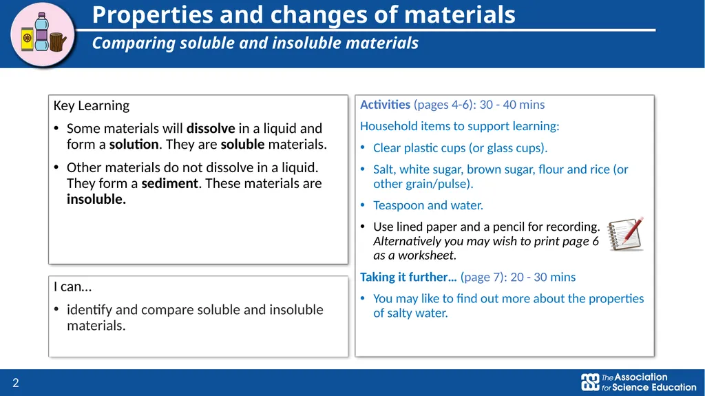 Properties and changes of materials Comparing - slide 2 of 9