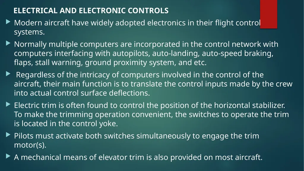 Flight controls Primary flight controls Since the - slide 36 of 74