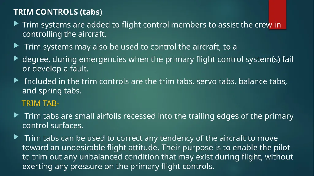 Flight controls Primary flight controls Since the - slide 9 of 74