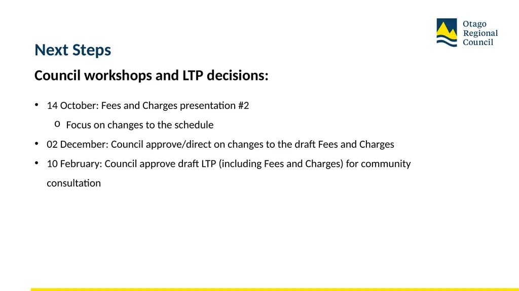 Developing the LTP 2027-37 Fees and Charges: - slide 43 of 44