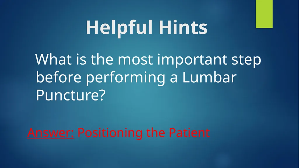 CSI 201 Skills Lab 2 Lumbar Puncture Daryl P. - slide 9 of 13