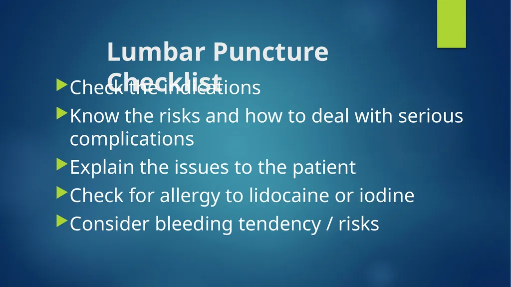 CSI 201 Skills Lab 2 Lumbar Puncture Daryl P. - slide 4 of 13