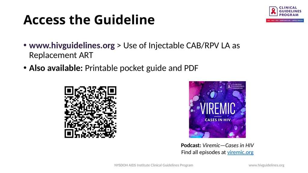 Use of Injectable CAB/RPV LA as Replacement ART - slide 22 of 22