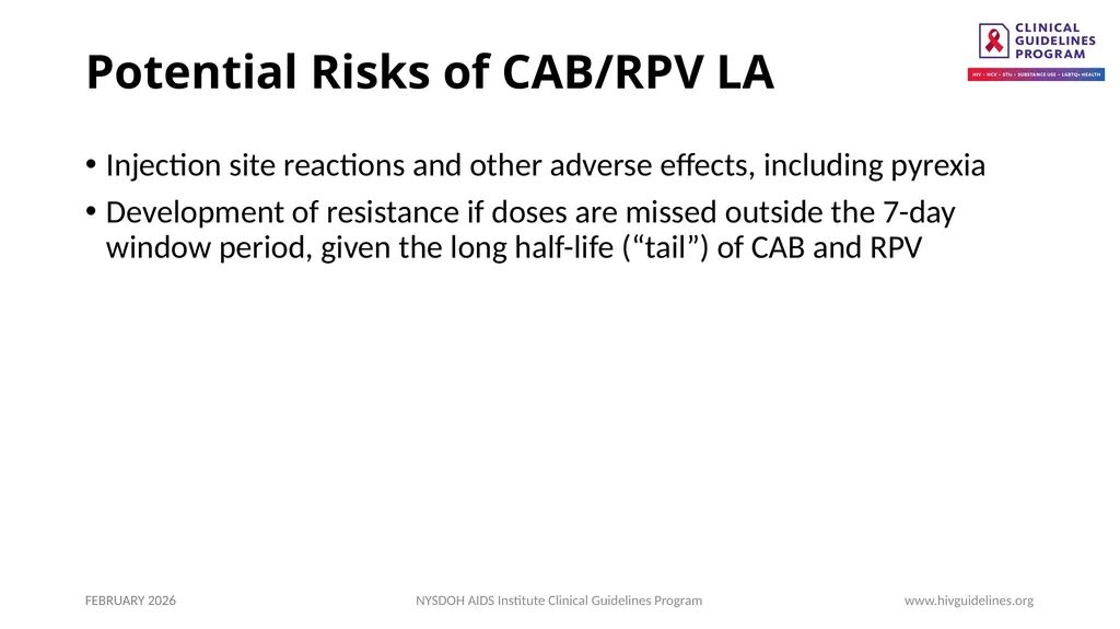 Use of Injectable CAB/RPV LA as Replacement ART - slide 7 of 22