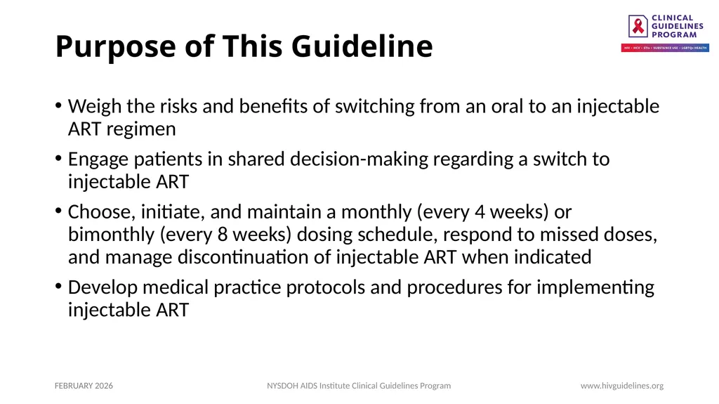 Use of Injectable CAB/RPV LA as Replacement ART - slide 2 of 22