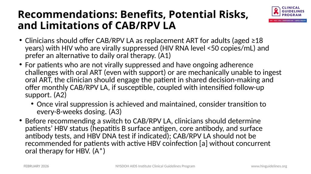 Use of Injectable CAB/RPV LA as Replacement ART - slide 4 of 22