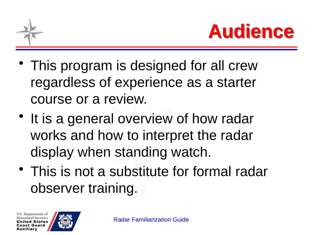RADAR Familiarization Guide National Response - slide 3 of 47