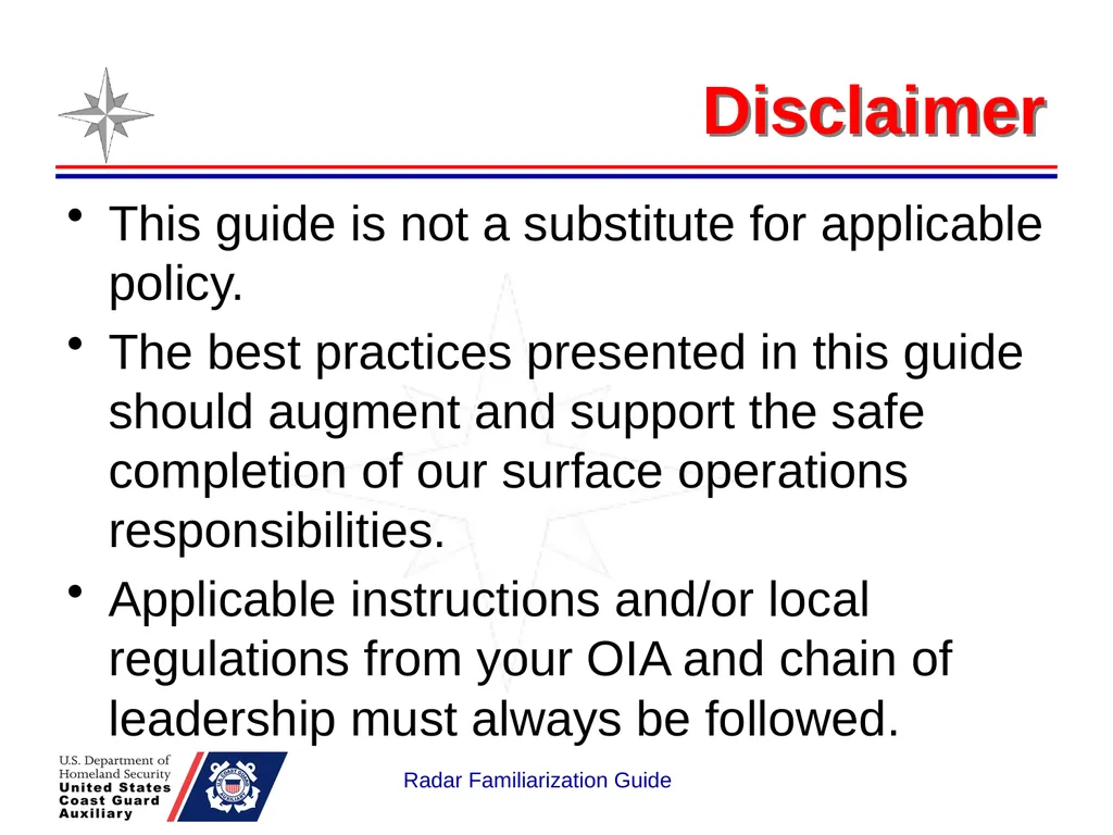 RADAR Familiarization Guide National Response - slide 2 of 47