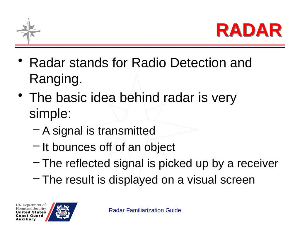 RADAR Familiarization Guide National Response - slide 5 of 47