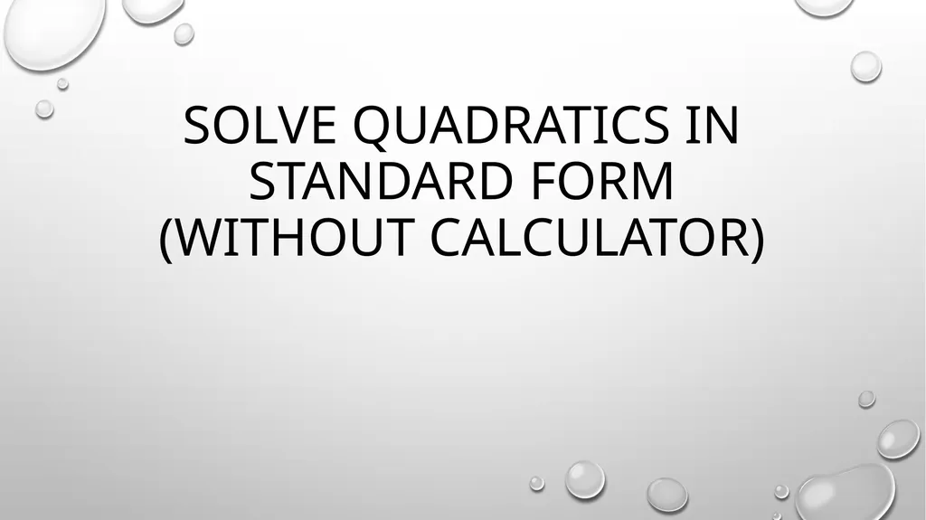 Quadratic Equations Algebra 2 Unit 3 General - slide 21 of 54