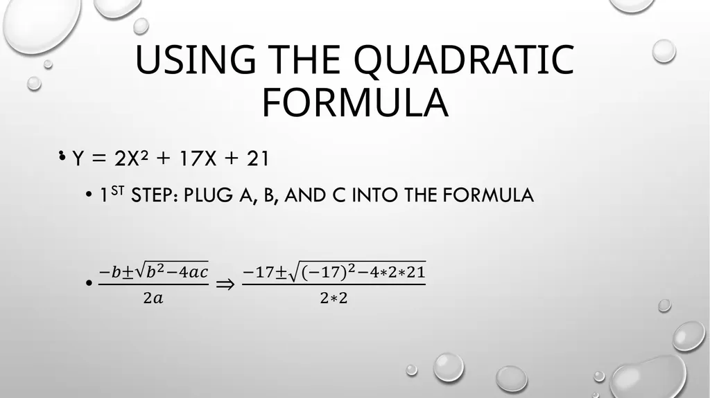 Quadratic Equations Algebra 2 Unit 3 General - slide 39 of 54