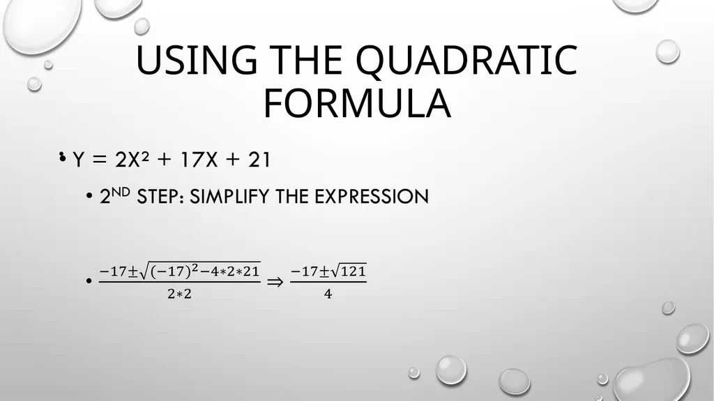 Quadratic Equations Algebra 2 Unit 3 General - slide 40 of 54
