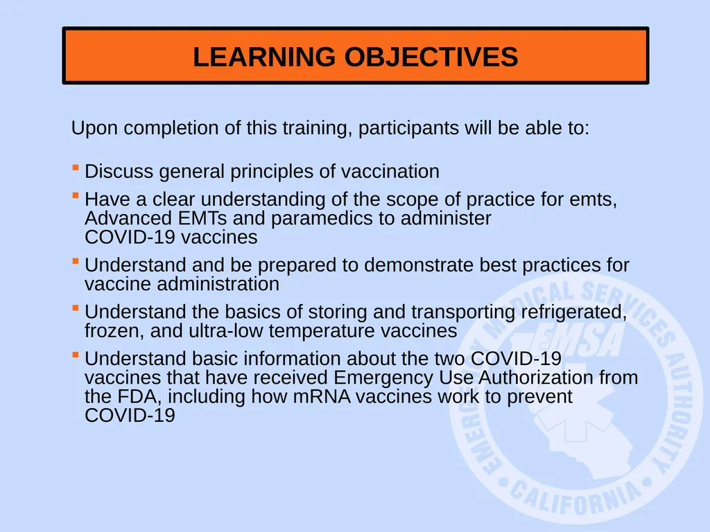 COVID-19 Immunization Skills Training for EMS - slide 3 of 48