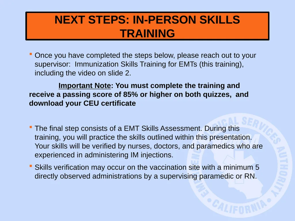 COVID-19 Immunization Skills Training for EMS - slide 44 of 48