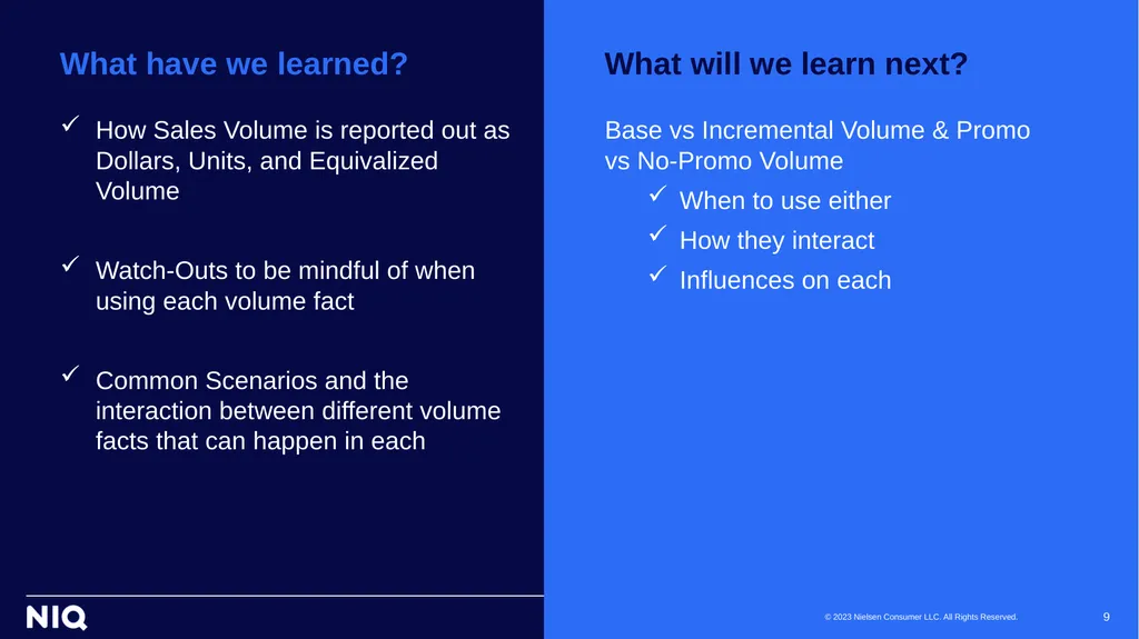 Sales Volume NIQ RMS Certification Course Session - slide 9 of 11