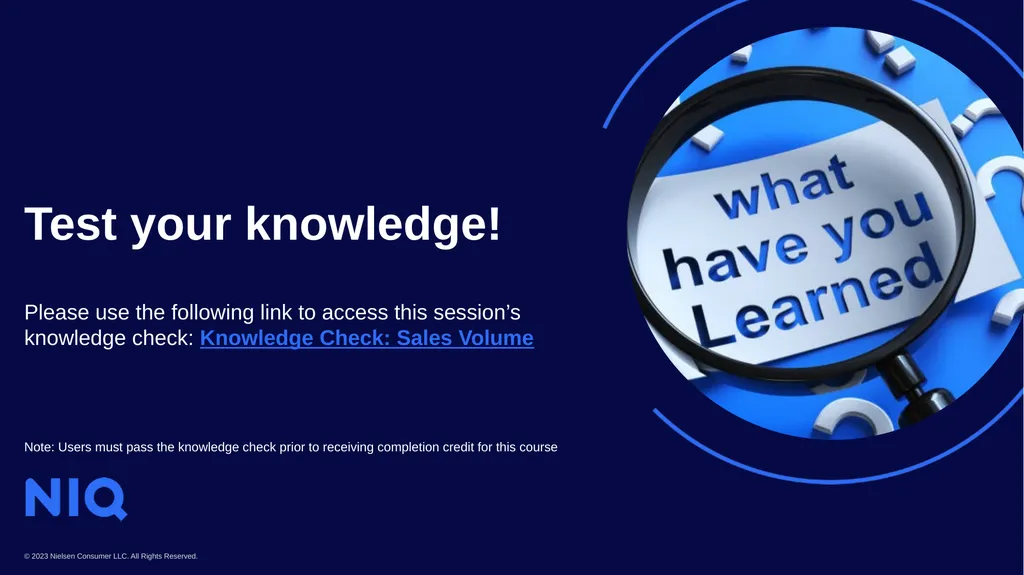 Sales Volume NIQ RMS Certification Course Session - slide 10 of 11