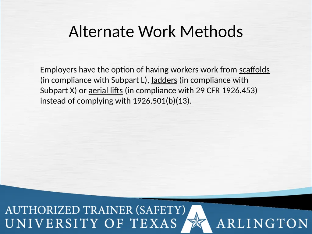 Fall Protection Safety Objectives The purpose of - slide 44 of 72