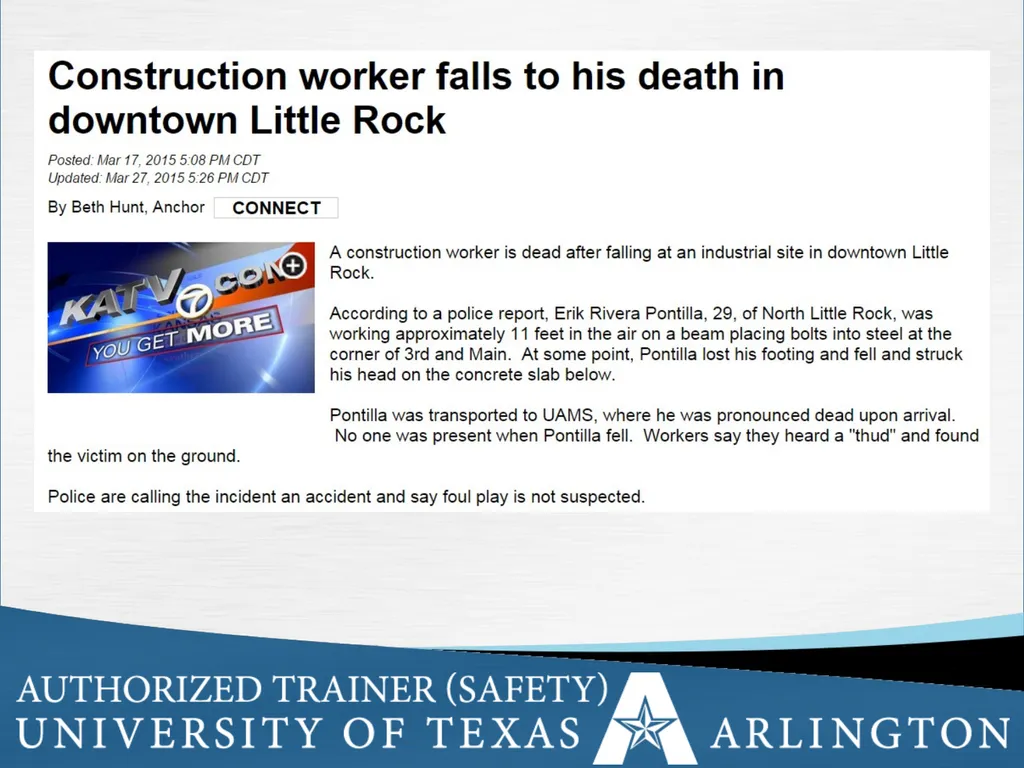 Fall Protection Safety Objectives The purpose of - slide 8 of 72