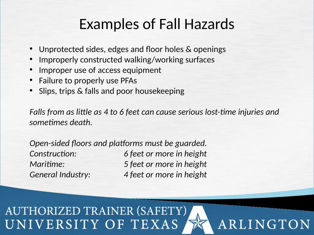 Fall Protection Safety Objectives The purpose of - slide 18 of 72