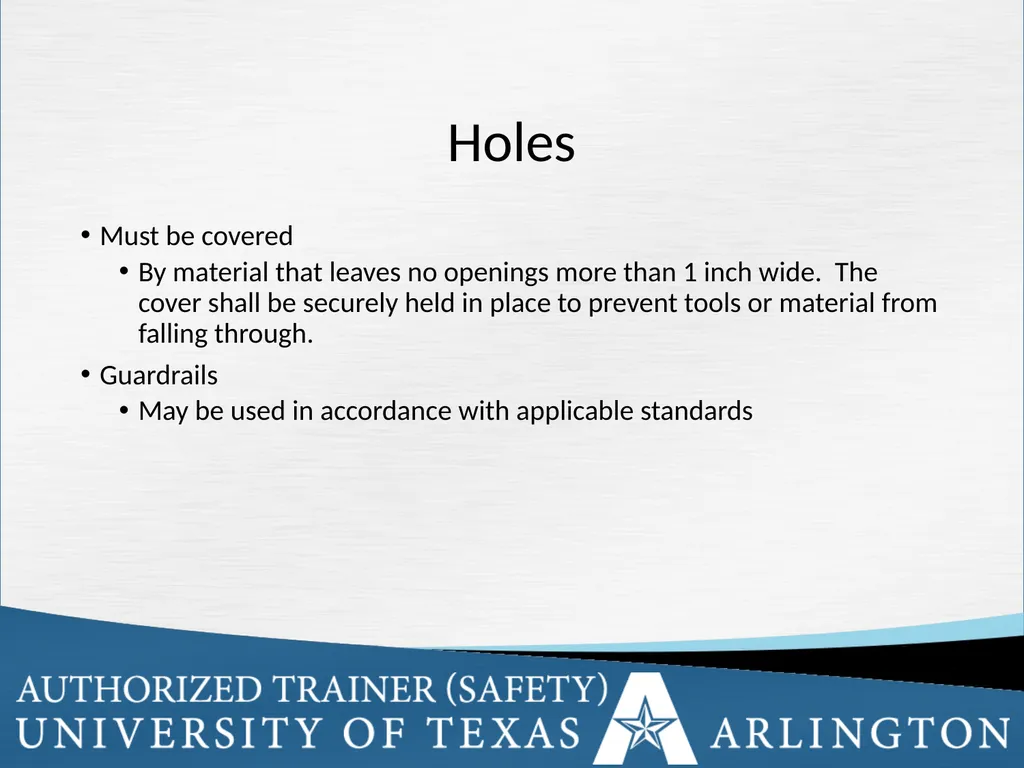 Fall Protection Safety Objectives The purpose of - slide 42 of 72