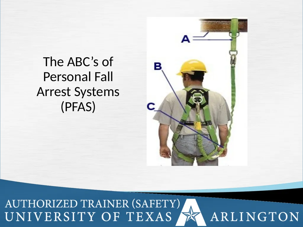 Fall Protection Safety Objectives The purpose of - slide 54 of 72