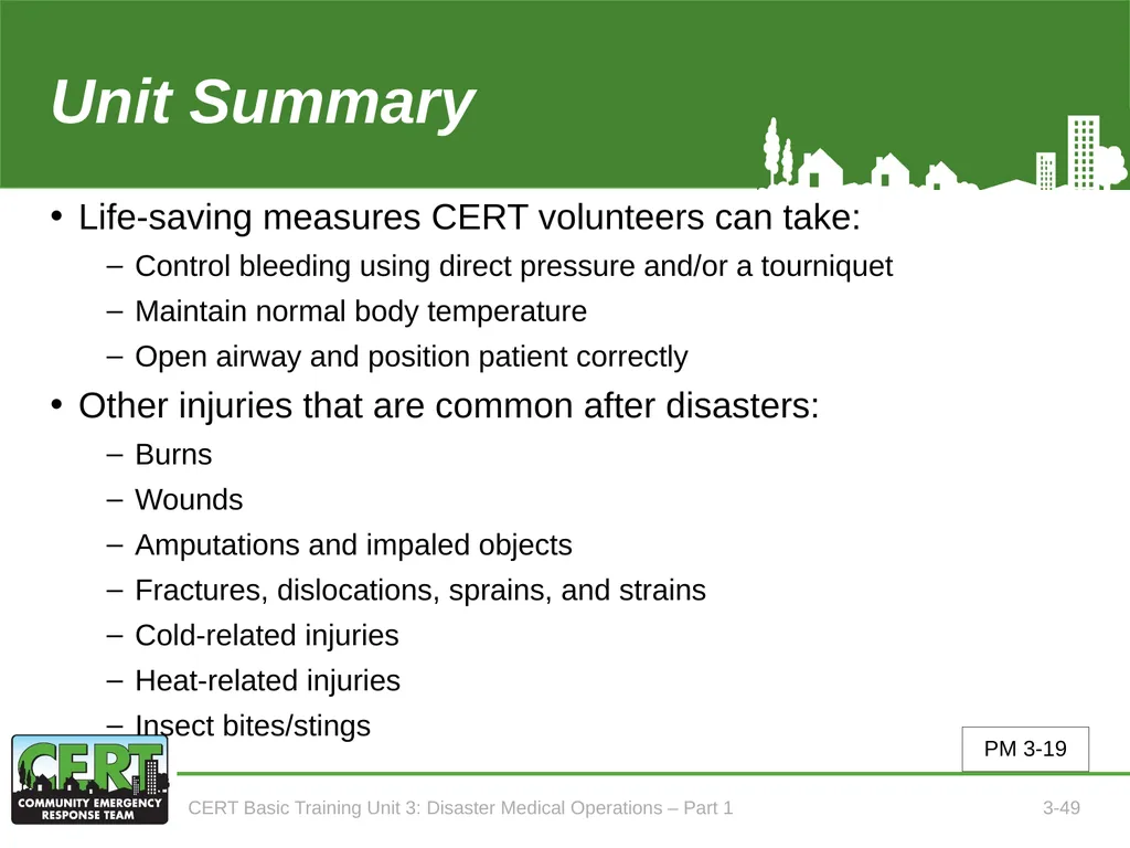 Unit 3: Disaster Medical Operations - Part 1 CERT - slide 50 of 51
