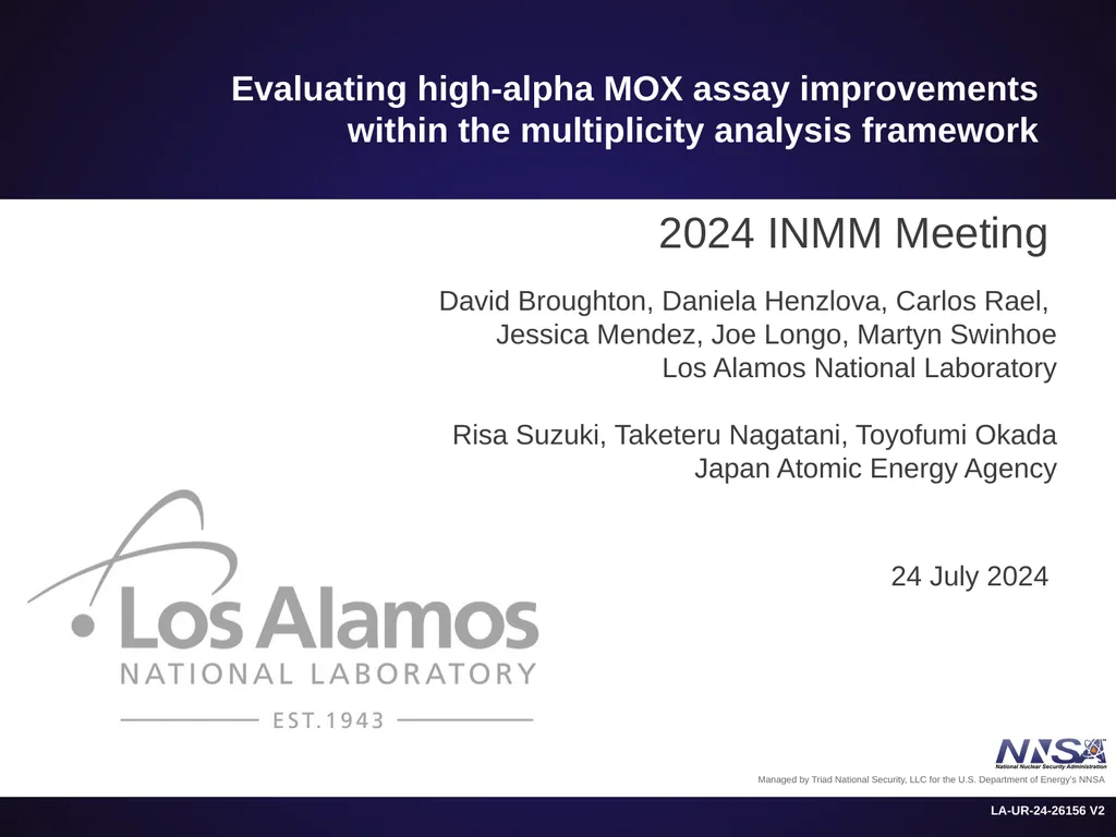 Evaluating high-alpha MOX assay improvements - slide 1 of 12