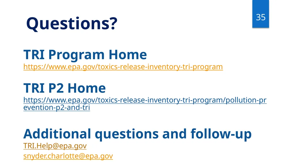 Reporting Source Reduction to the Toxics Release - slide 35 of 36