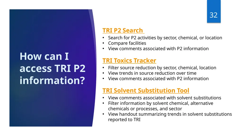 Reporting Source Reduction to the Toxics Release - slide 32 of 36